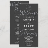 Silver Shooting Stars Gray Wedding Program (Vorne/Hinten)