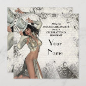 Silver Showgirl Junggeselinnen-Abschied Einladung (Vorne/Hinten)