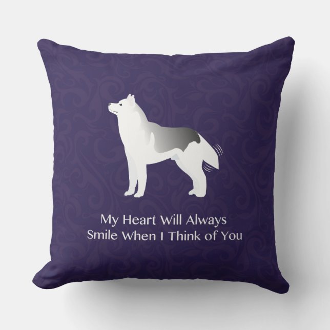 Silver Siberian Husky Dog Denken Sie an Sie Kissen (Vorderseite)