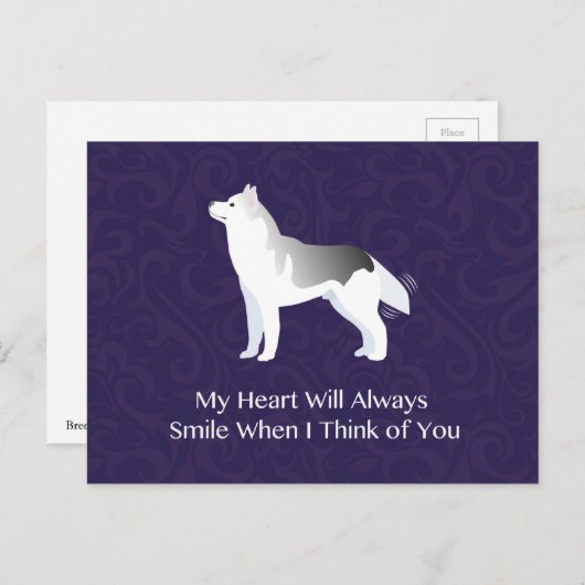 Silver Siberian Husky Dog Denken Sie an Sie Postkarte (Vorne/Hinten)