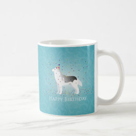 Silver Siberian Husky Hund Happy Birthday Design Kaffeetasse