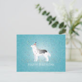 Silver Siberian Husky Hund Happy Birthday Design Postkarte (Stehend Vorderseite)