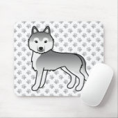Silver Siberian Husky Niedlich Cartoon Dog Mousepad (Mit Mouse)