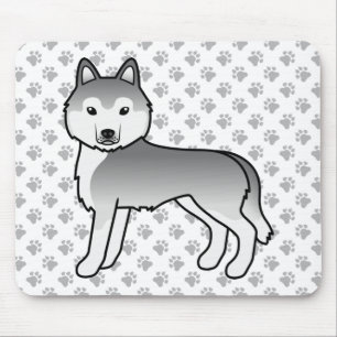 Silver Siberian Husky Niedlich Cartoon Dog Mousepad