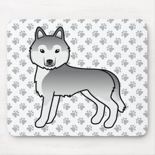 Silver Siberian Husky Niedlich Cartoon Dog Mousepad (Vorne)