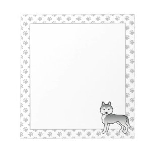 Silver Siberian Husky Niedlich Cartoon Dog Notizblock