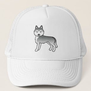 Silver Siberian Husky Niedlich Cartoon Dog Truckerkappe