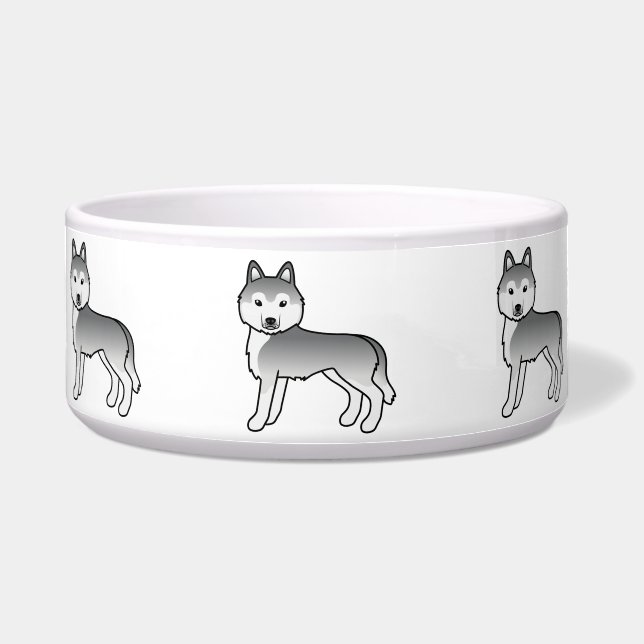 Silver Siberian Husky Niedlich Cartoon Hunde Napf (Vorderseite)