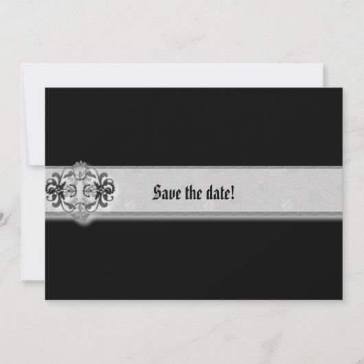 Silver Siegel Ribbon Gothic Save The Date (Vorderseite)