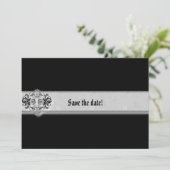 Silver Siegel Ribbon Gothic Save The Date (Stehend Vorderseite)
