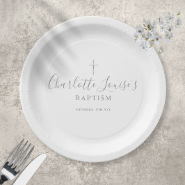 Silver Signature Taufe Christening Pappteller