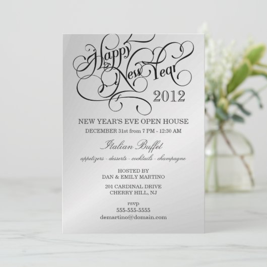 Silver Silver Party Einladungen (Stehend Vorderseite)