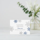 Silver Silver Snowflake Winter Wedding Insert Card (Stehend Vorderseite)