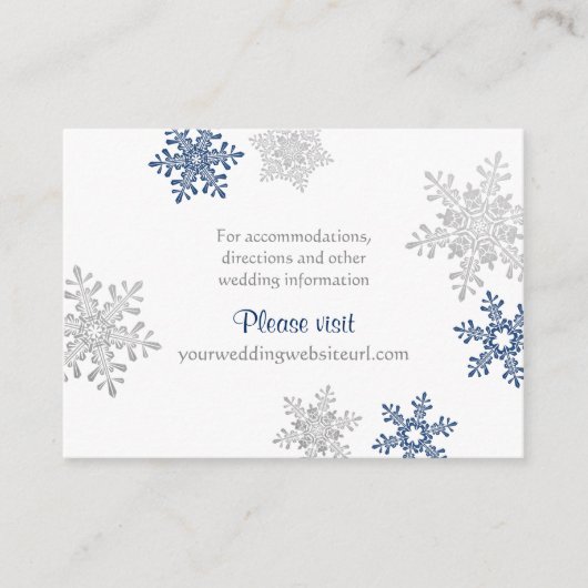 Silver Silver Snowflake Winter Wedding Insert Card (Vorderseite)