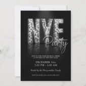 Silver Silvester Disco Party Einladung (Vorderseite)