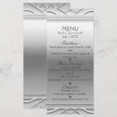 Silver Simple Elegante Chic Wedding Menu Card Menükarte (Vorne/Hinten)