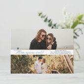 Silver Simple Script Two Foto Gallery QR CODE Save The Date (Stehend Vorderseite)