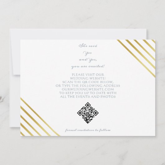 Silver Simple Script Two Foto Gallery QR CODE Save The Date (Rückseite)