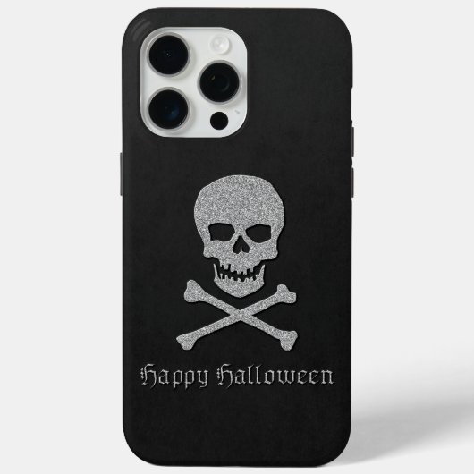 Silver Skull & Crossbones Halloween Case-Mate iPhone Hülle (Rückseite)