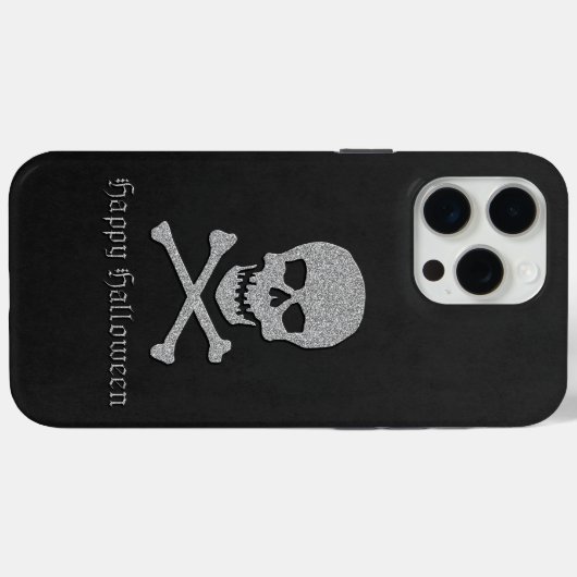 Silver Skull & Crossbones Halloween Case-Mate iPhone Hülle (Rückseite (Horizontal))
