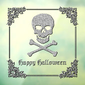 Silver Skull & Crossbones Halloween Fensteraufkleber (Blatt 3)
