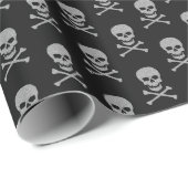 Silver Skull & Crossbones Halloween Geschenkpapier (Rolleneckpunkt)