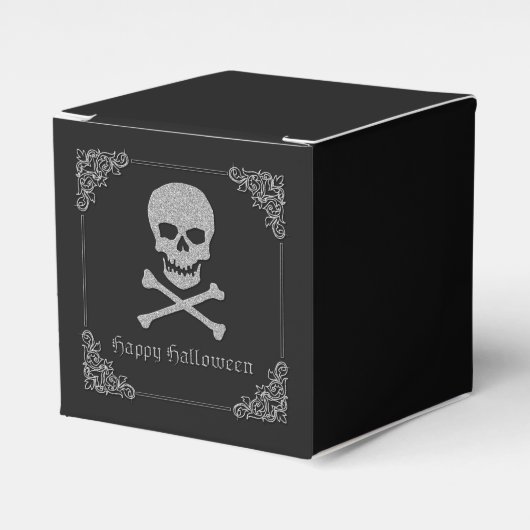 Silver Skull & Crossbones Halloween Geschenkschachtel (Vorderseite)