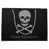 Silver Skull & Crossbones Halloween Große Geschenktüte (Rückseite)