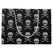 Silver Skull & Crossbones Halloween Große Geschenktüte (Rückseite)