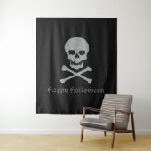 Silver Skull & Crossbones Halloween Hintergrund Wandteppich (Beispiel)