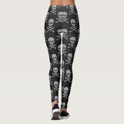 Silver Skull & Crossbones Halloween Leggings (Rückseite)