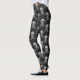 Silver Skull & Crossbones Halloween Leggings