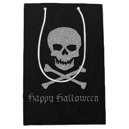 Silver Skull & Crossbones Halloween Mittlere Geschenktüte