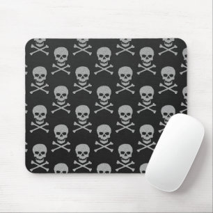 Silver Skull & Crossbones Halloween Mousepad