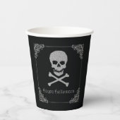 Silver Skull & Crossbones Halloween Pappbecher (Vorderseite)