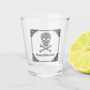 Silver Skull & Crossbones Halloween Schnapsglas