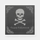 Silver Skull & Crossbones Halloween Serviette (Vorderseite)
