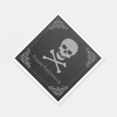 Silver Skull & Crossbones Halloween Serviette (Ecke)