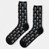 Silver Skull & Crossbones Halloween Socken (Linkes Detail)