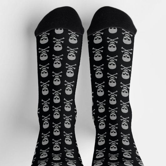 Silver Skull & Crossbones Halloween Socken (Oben)
