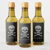 Silver Skull & Crossbones Halloween Weinetikett (Flaschen)