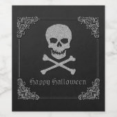 Silver Skull & Crossbones Halloween Weinetikett (Einzelnes Label)