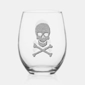 Silver Skull & Crossbones Halloween Weinglas Ohne Stiel (Rückseite)
