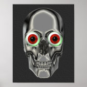 Silver Skull Red Eyeballs Fantasy Art Poster (Vorne)