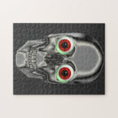 Silver Skull Red Eyeballs Fantasy Art Puzzle (Horizontal)