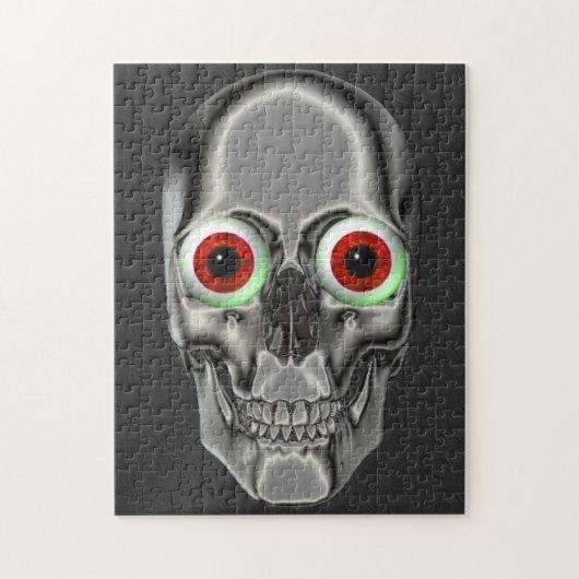 Silver Skull Red Eyeballs Fantasy Art Puzzle (Vertikal)