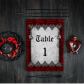Silver Skulls Blood Red Silk Gothic Wedding Tischnummer