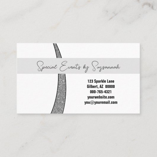 Silver Sliver Imitate Glitzer Berufliches Foto Visitenkarte (Rückseite)