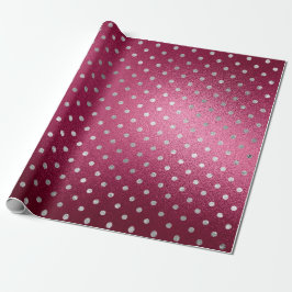 Silver Small Polka Dots Gray Metallic Beet Red Geschenkpapier