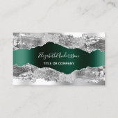 Silver Smaragdgrün agate Marmor QR Code Foto Visitenkarte (Vorderseite)